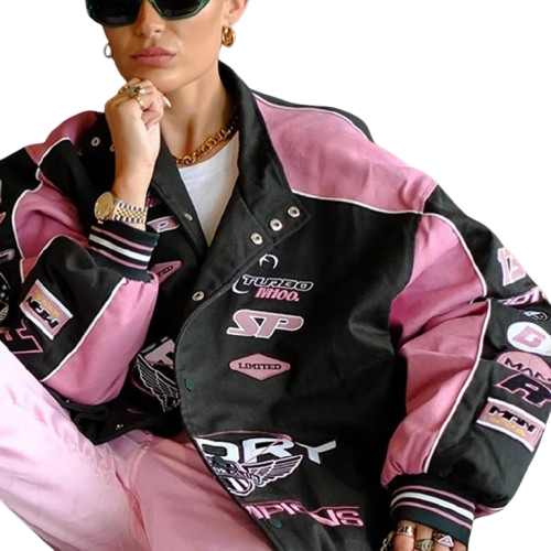 Pink varsity jacket